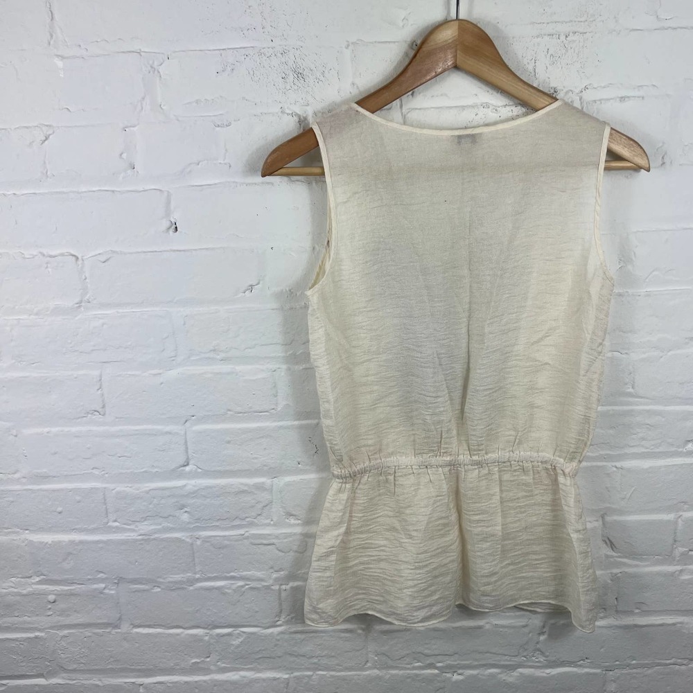 Cremiux Women's Embroidered Neck Drop Waist Tank Top Sleeveless Cream Size XS - Picture 2 of 6